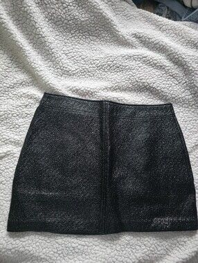 Zara Black Metallic Textured Mini Skirt